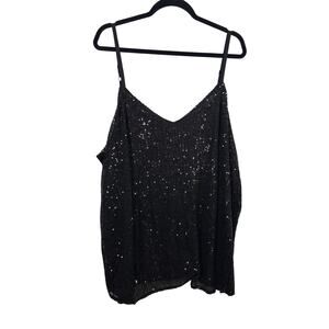 Torrid Cami Top Womens 4X Black Sophie Swing Sequin V-Neck Adjustable Straps